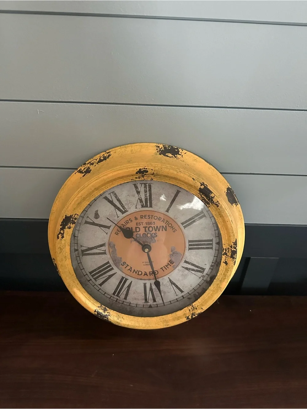 Old Town Clocks Yellow Vintage-Style Wall Clock